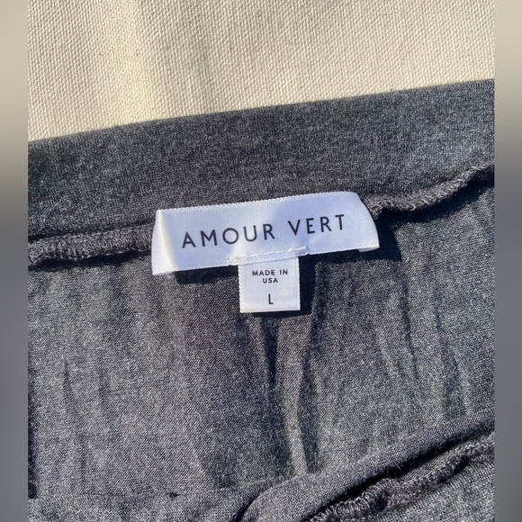 Amour Vert Charcoal Full Length Maxi Skirt Side Slit Casual Large Made in USA - Picture 3 of 4